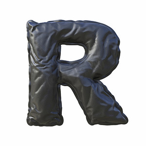 黑色皮革字体字母 R 3D