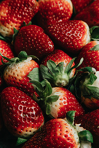 方图背景摄影照片_一堆草莓的特写，具有健康方面、健康方面的食物背景