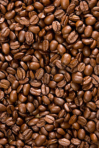咖啡豆纹理摄影照片_背景和纹理的棕色咖啡豆