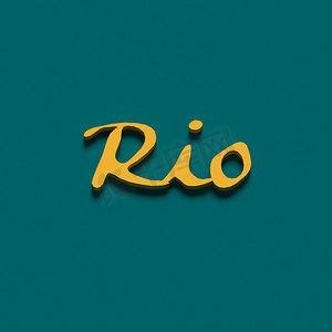 简单背景上的 3D 渲染单词“RIO”