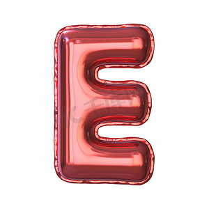 红色金属气球字体字母 E 3D