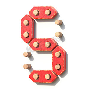 木制玩具红色数字数字 5 五 3D
