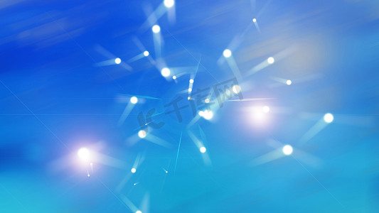 具有美丽散景效果的蓝色流浪灯，3d 渲染浪漫背景，计算机生成