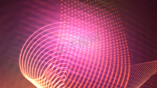 带曲线、粒子的点线性抽象-挥舞着现代背景，计算机生成的插图