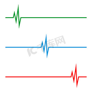 设置医疗保健脉搏心电图标志模板插图设计。