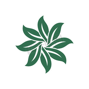 绿叶标志摄影照片_绿叶花卉标志模板插图设计。