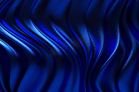 3D 渲染、抽象蓝色背景豪华布料或液体波浪或波浪形褶皱的 grunge 丝绸质地缎面天鹅绒材料或豪华背景或优雅的壁纸设计，蓝色背景
