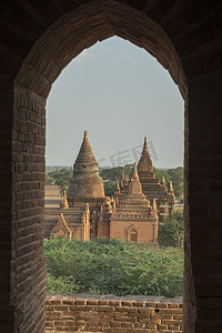 东南亚摄影照片_亚洲缅甸蒲甘寺庙宝塔景观