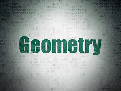 几何绿色背景摄影照片_学习概念：数字数据纸背景上的几何