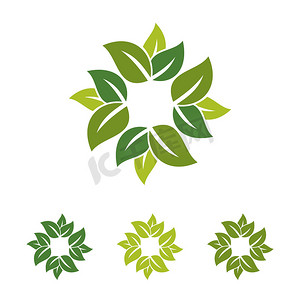 绿叶生态标志模板插图设计。