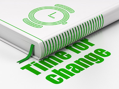 时间概念：书手表，白色背景上的变革时间