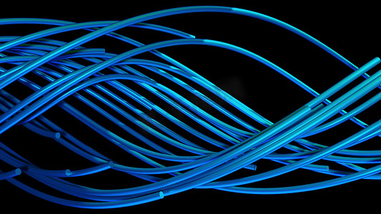 随机光纤被编织成一个大螺旋，3d 渲染。