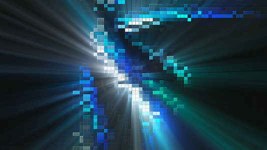 闪亮的马赛克，有许多彩色小方块，计算机生成的抽象背景，3D 渲染