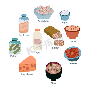 益生菌健康益处概念的肠道健康产品。
