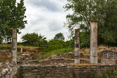 希腊迪翁考古遗址的古柱遗址