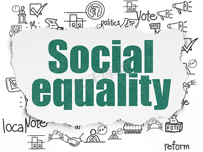 政治理念： 撕纸背景上的社会平等