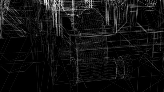 3d工厂模型摄影照片_3d 渲染-工业建筑的线框模型