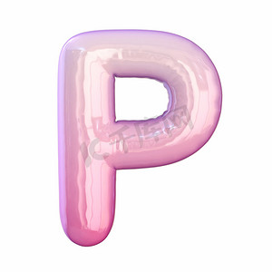 粉红色乳胶光泽字体字母 P 3D