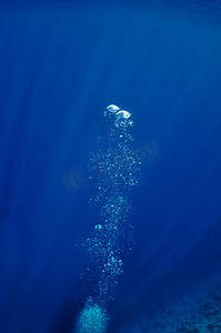 在蔚蓝的大海中养起水下泡泡