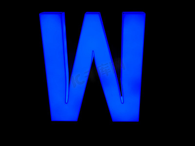 蓝色霓虹灯字母 W