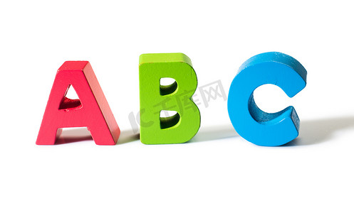 字母 A B C 由木头制成。