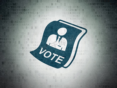 政治概念：数字数据纸背景上的投票