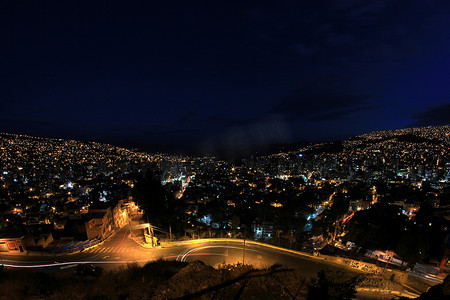 玻利维亚拉巴斯夜景