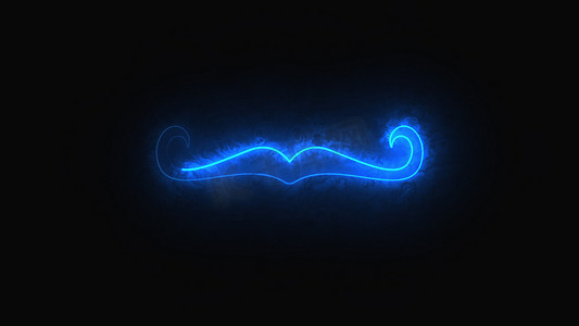 理发师元素摄影照片_计算机生成的霓虹灯背景绘制了一个胡子形状。