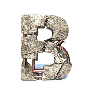混凝土断裂字体字母 B 3d