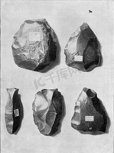 刻绘图摄影照片_来自旧石器时代地层的古埃及燧石器