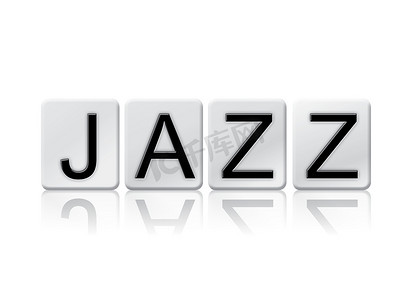 爵士乐孤立平铺字母概念和主题