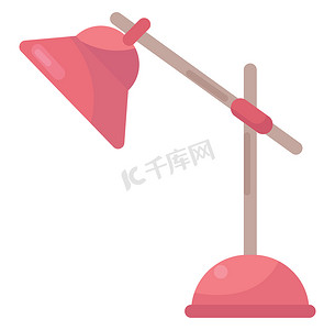 粉红色台灯，插图，白色背景上的矢量