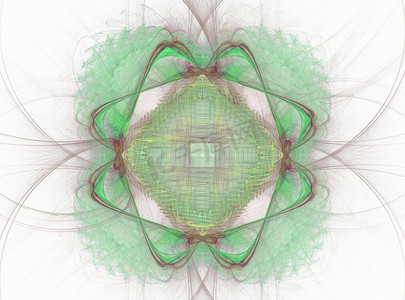 具有浅绿色抽象分形的 3D 渲染，形式为花