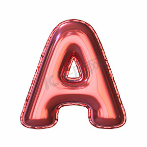 红色金属气球字体字母 A 3D