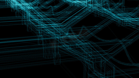 3d 渲染-工业建筑的线框模型