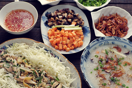亚洲食物，鸡米粥，chao ga