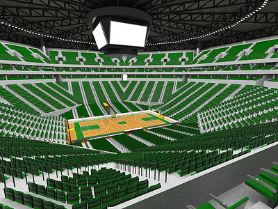 免vip摄影照片_美丽的现代篮球运动场，设有 VIP 包厢和绿色座椅，可容纳两万名球迷