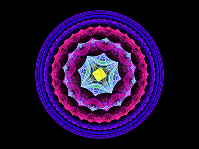 五颜六色的分形曼陀罗，用于创意图形设计的数字艺术品