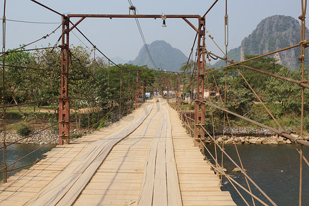 链桥，万荣，老挝，亚洲