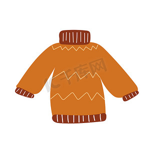 矢量温暖针织羊毛套头衫卡通图标。