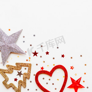 圣诞星星摄影照片_圣诞和新年背景装饰 — 闪亮的星星