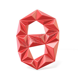 红色现代三角形字体数字零 0 3D
