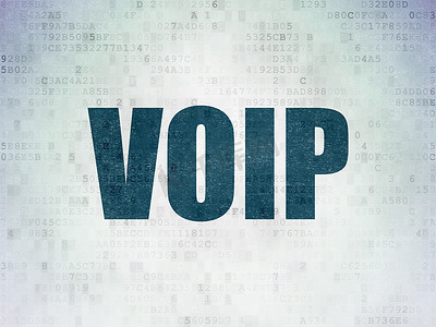 网页设计理念：数字数据纸背景上的 VOIP