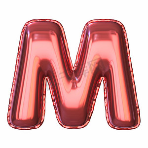 强者字体摄影照片_红色金属气球字体字母 M 3D