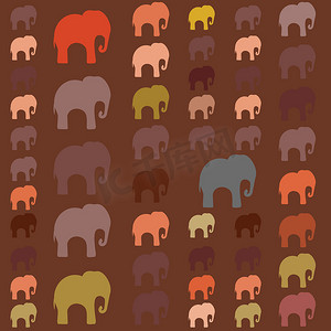 用于纺织品、书籍封面、包装的彩色大象的无缝图案。