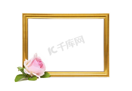 金粉摄影照片_金框和粉红玫瑰