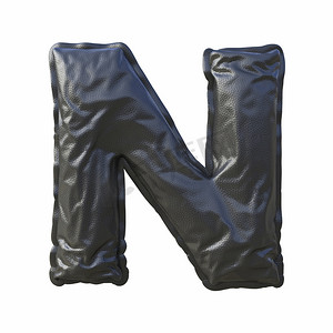 黑色皮革字体字母 N 3D