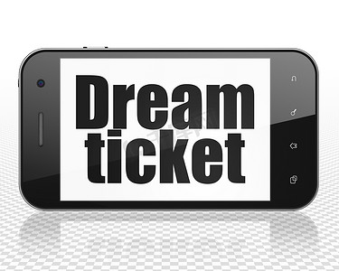 财务概念：显示梦想票的智能手机