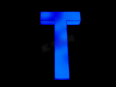 蓝色霓虹灯字母 T