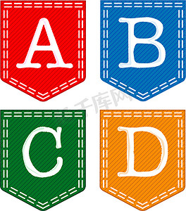 金龙徽章摄影照片_四个字母：A、B、C、D。